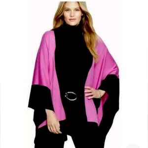 Lauren‎ Ralph Lauren Wool Blend Purple Grey Black Poncho Elegant Knit Warm Chic